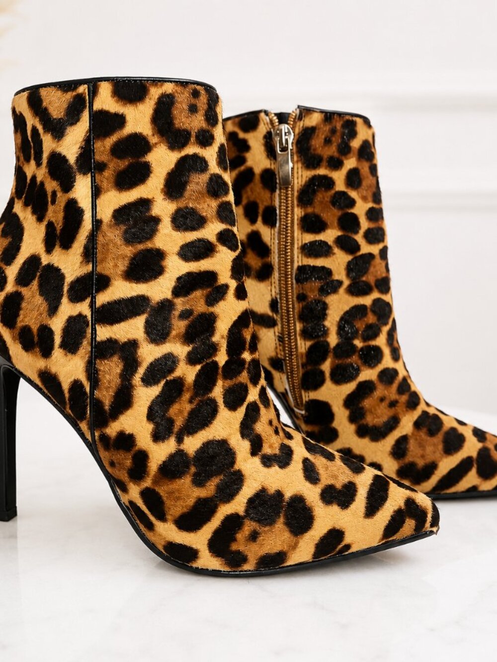 Nine West Leopard Calf Hair Stiletto Ankle Boots 6.5M